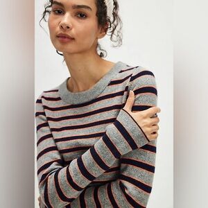 NWT! FP Free People Malibu Striped Cashmere Crewneck Sweater Sz Small